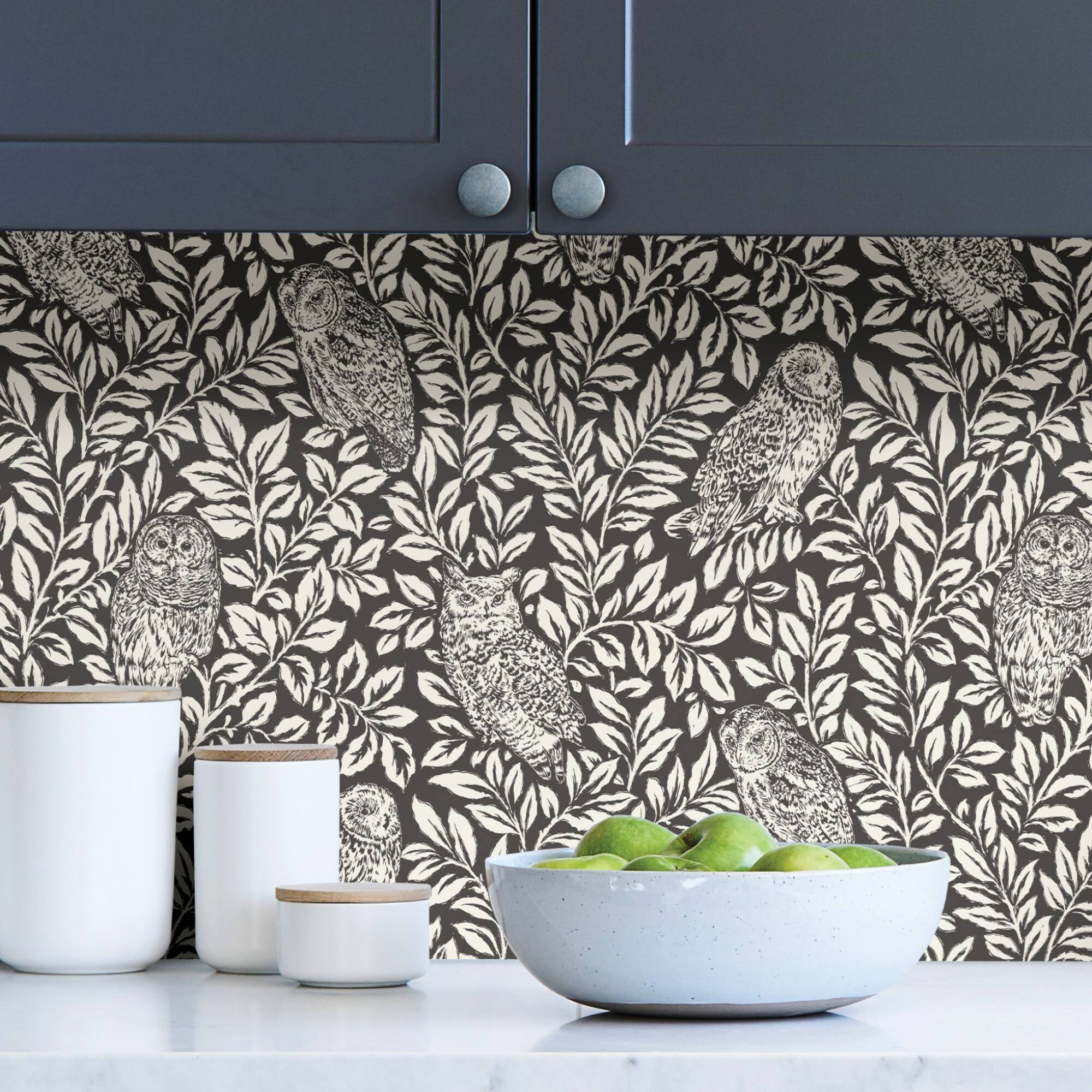 Wallpops Charcoal Sleepy Owls Peel & Stick Wallpaper